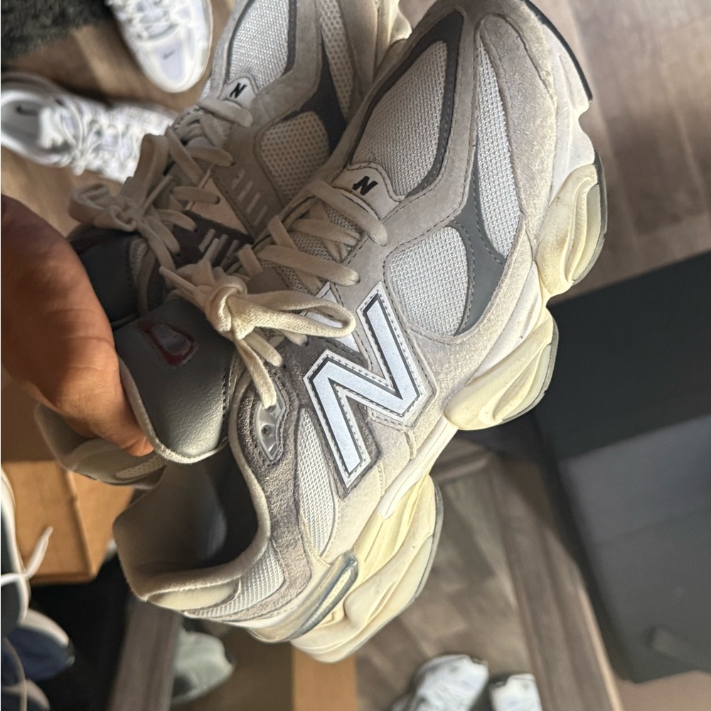 New Balance 9060 Cream and Gray Athletic Shoes